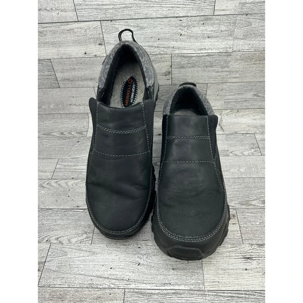 Merrell Womens J21150 Black Leather M-Select DRY Waterproof‎ Winter Mocs Size 9